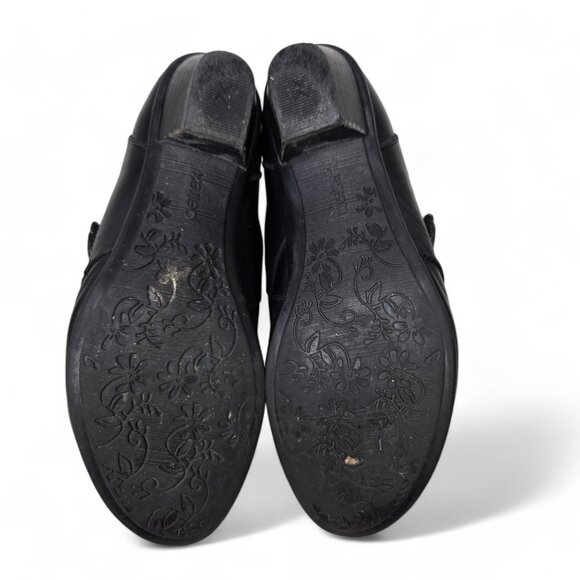 Aetrex Danielle Distressed Leather Monk Strap Heeled Loafers Women's Black 8.5 - Picture 8 of 11